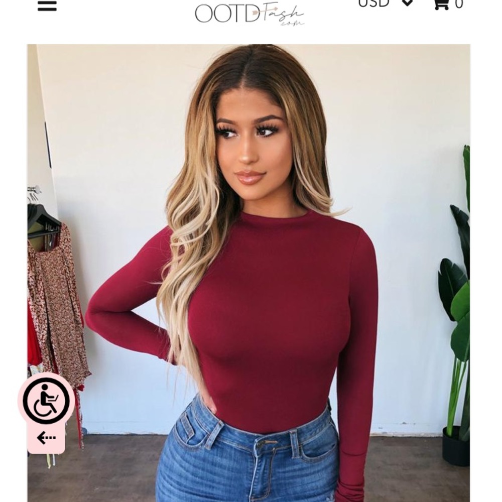 OOTD Burgundy Body sleeve body suit